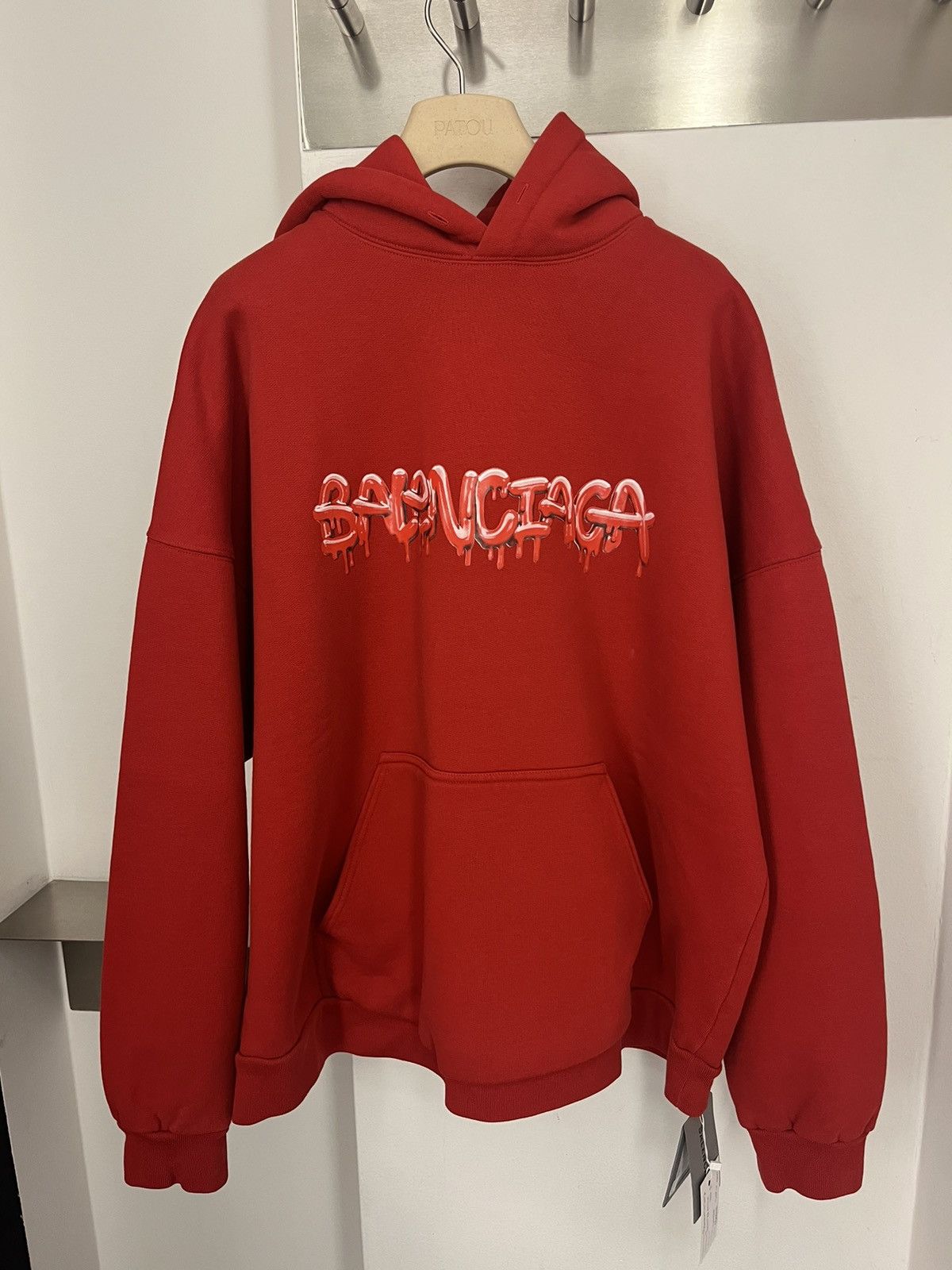 image of Balenciaga Red Hoodie, Men's (Size Small)