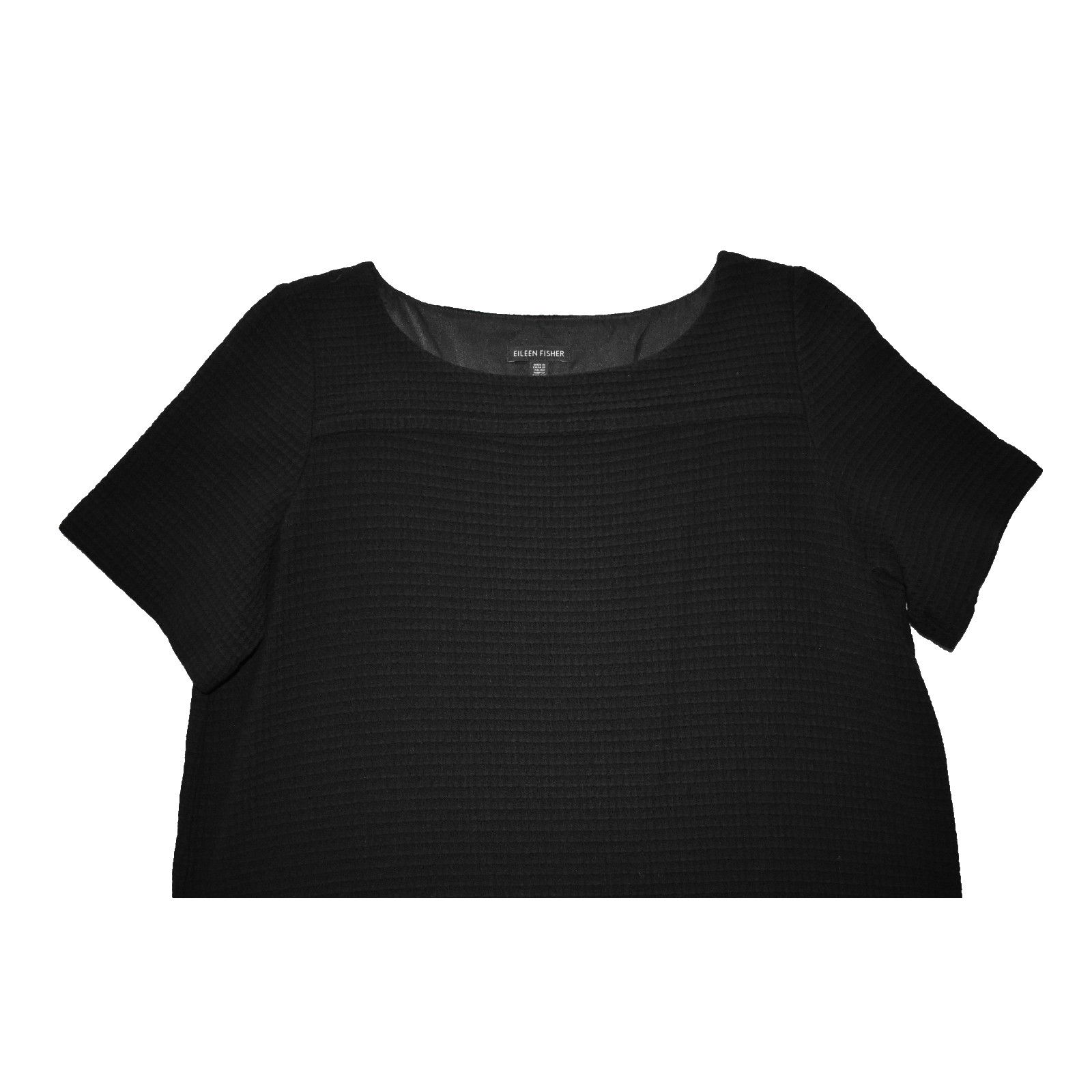 Eileen Fisher EILEEN FISHER Black Tencel Blend Waffle Fabric Shift Dress L Size L / US 10 / IT 46 - 3 Thumbnail