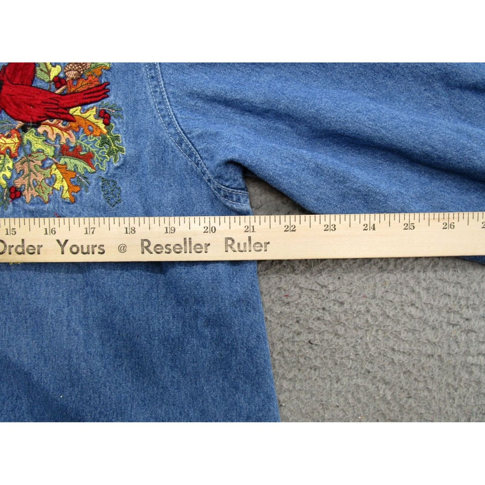Vintage VINTAGE 90s Bobbie Brooks Embroidered Cardinal Long Sleeve Shirt Blue Size L Womens Size L / US 10 / IT 46 - 5 Thumbnail