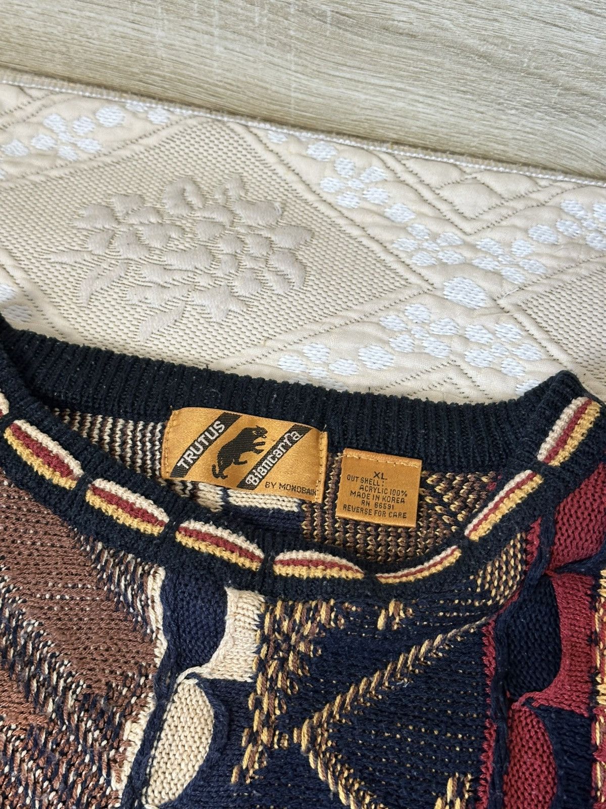 Coogi 🔥 Coogi Style Cable Knit 3D Sweater Italy Pullover 90s Carlo Size US XL / EU 56 / 4 - 3 Thumbnail