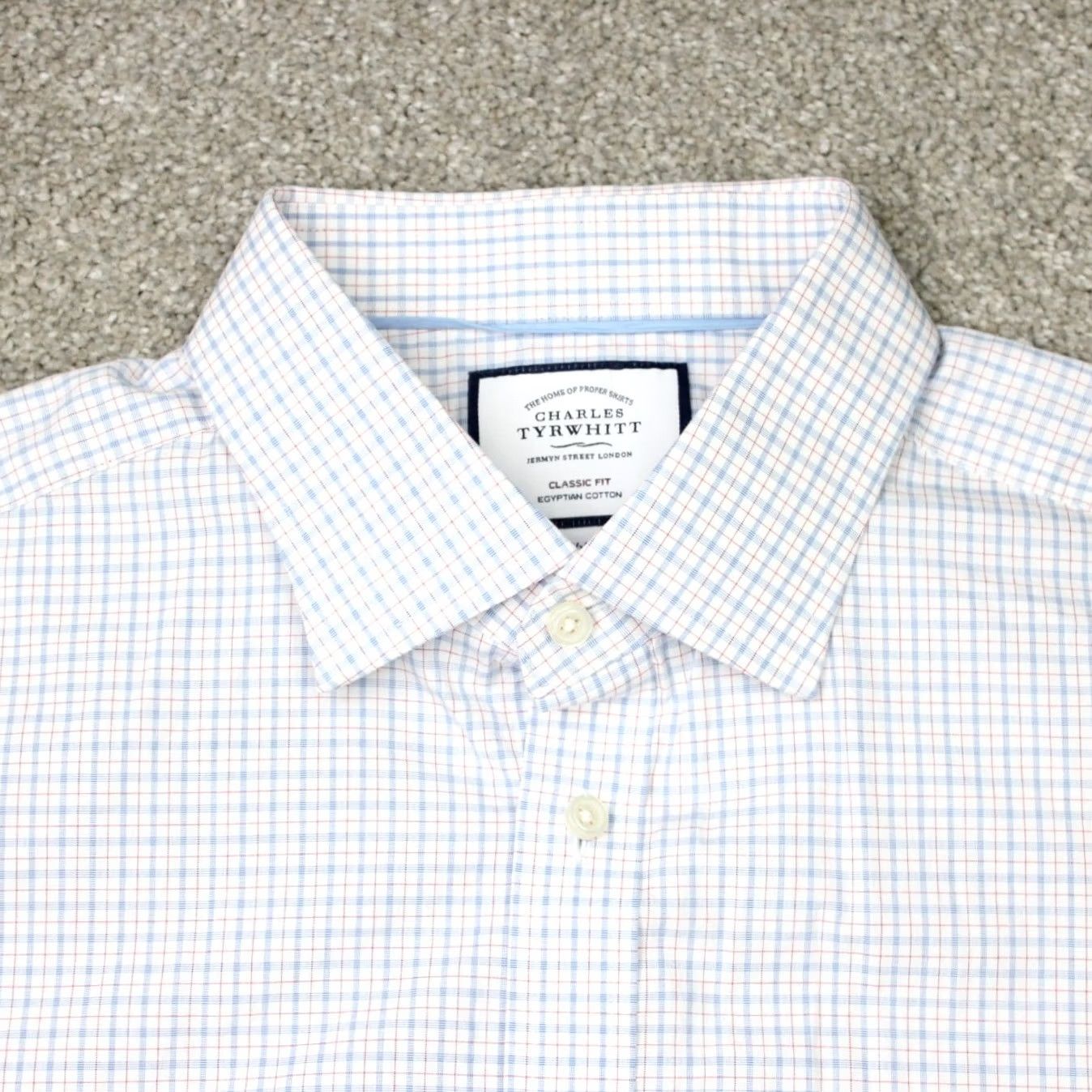 Charles Tyrwhitt Charles Tyrwhitt Shirt Mens 17 1/2 34 Blue Check Long Sleeve 100% Cotton Classic Fit Non-Iron Dress Shirt Mens Size US XXL / EU 58 / 5 - 4 Thumbnail