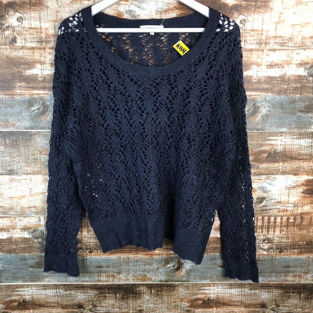 Homespun Knitwear × Japanese Brand × Vintage Grove Dark Blue crochet meshnet vintage Knitwear #A1331 Size S / US 4 / IT 40 - 3 Thumbnail