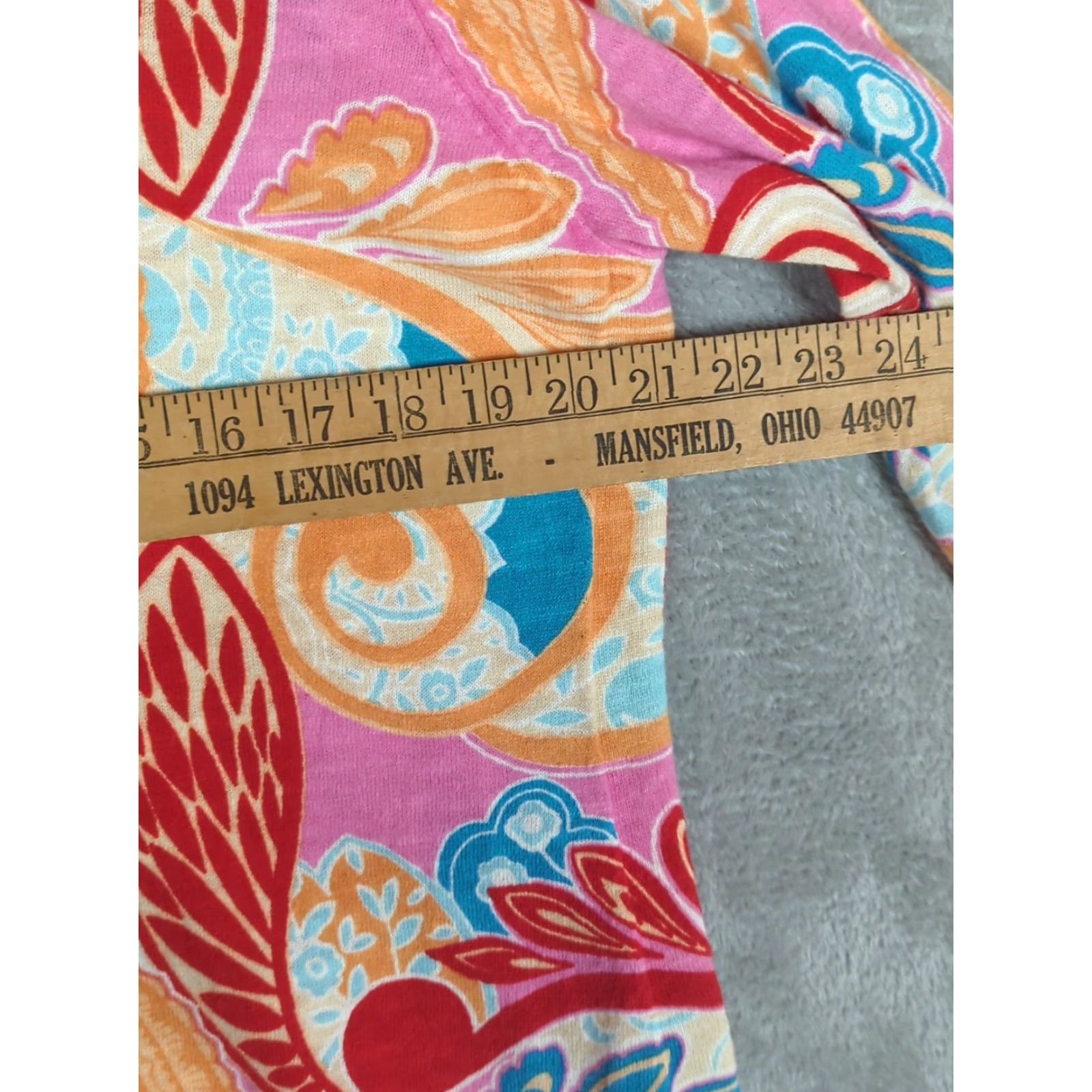 Talbots Talbots Sweater Top Women XL Multicolor 100% Cotton V-Neck 3/4 Sleeve Pullover Lightweight Knit Paisley Casual Wear Womens Size XL / US 12-14 / IT 48-50 - 6 Thumbnail