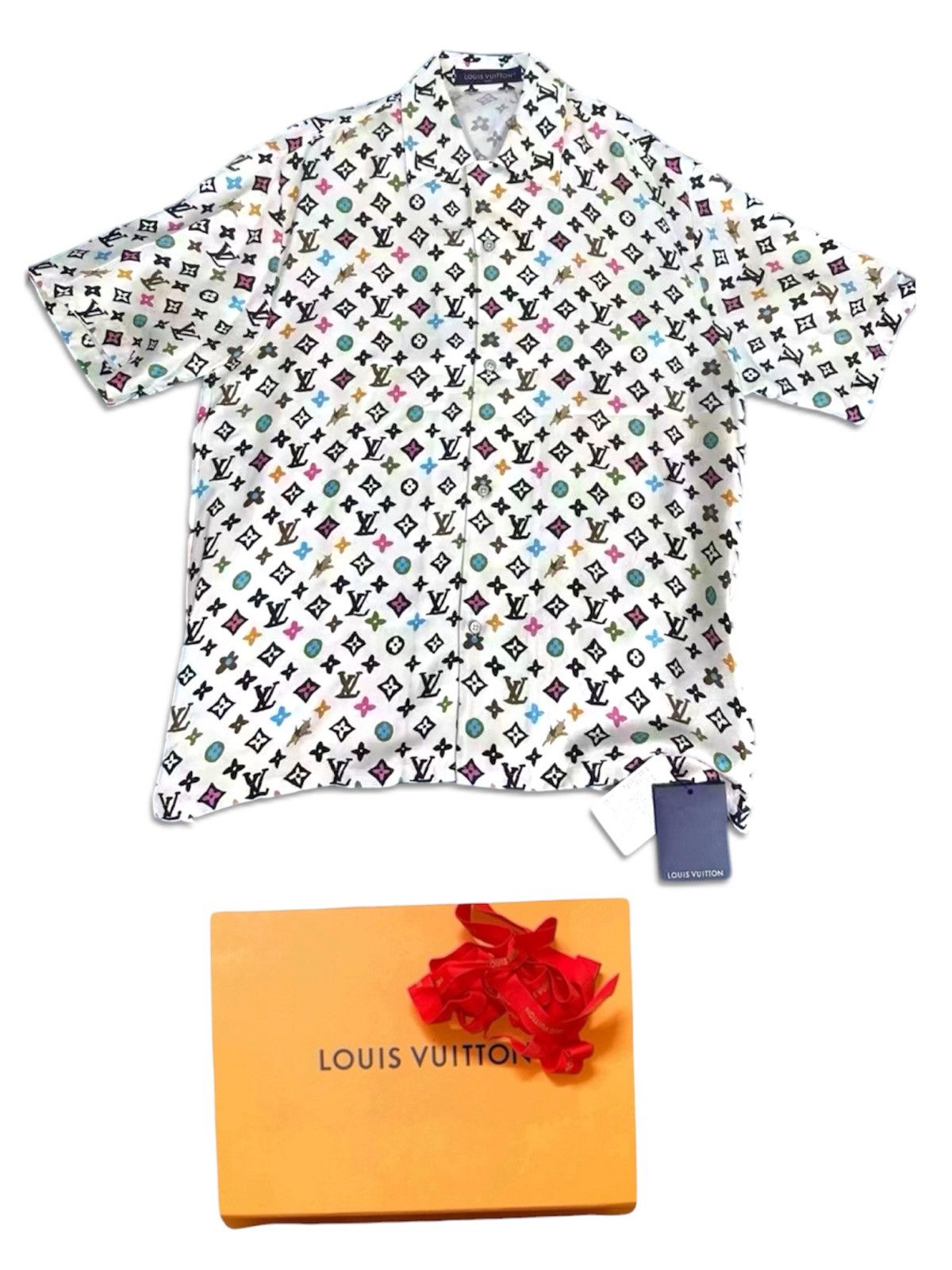 Louis Vuitton × Tyler The Creator Louis Vuitton Tyler L Short Sleevs Monogram Silk Dress Shirt Size US L / EU 52-54 / 3 - 1 Thumbnail