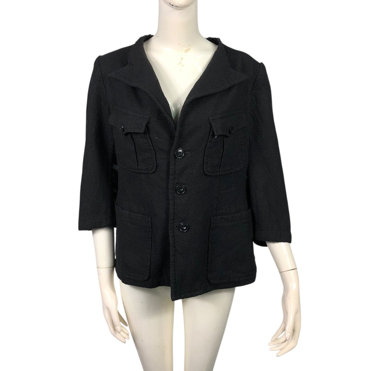 Yohji Yamamoto 🔥RICH BLACK CROPPED WOOL JACKET WORKER Y’S YOHJI YAMAMOTO Size M / US 6-8 / IT 42-44 - 15 Thumbnail