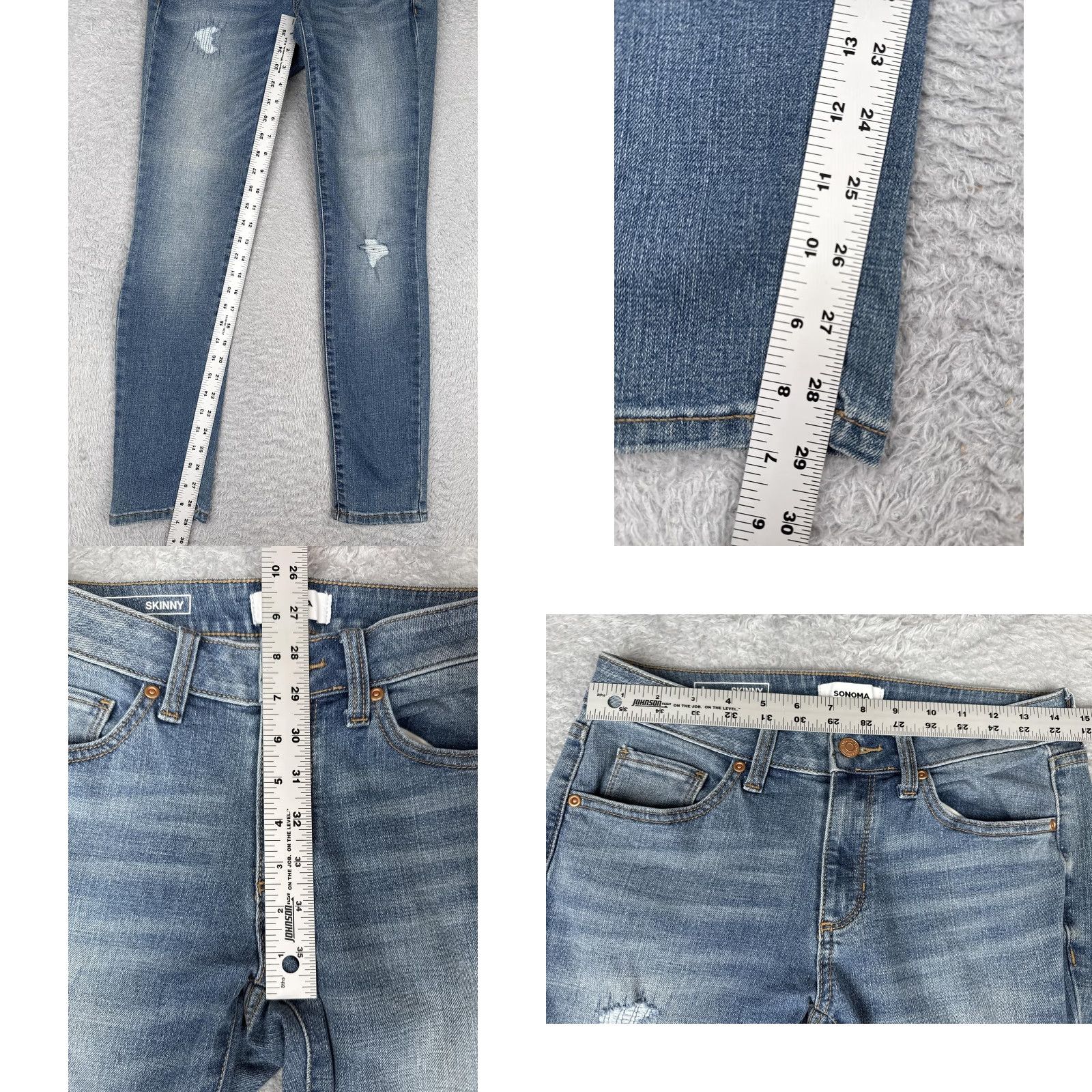 Denime Sonoma Goods For Life Jeans Womens 4 Blue Skinny Distressed Stretch Denim Ripped Size 27" / US 4 / IT 40 - 8 Thumbnail