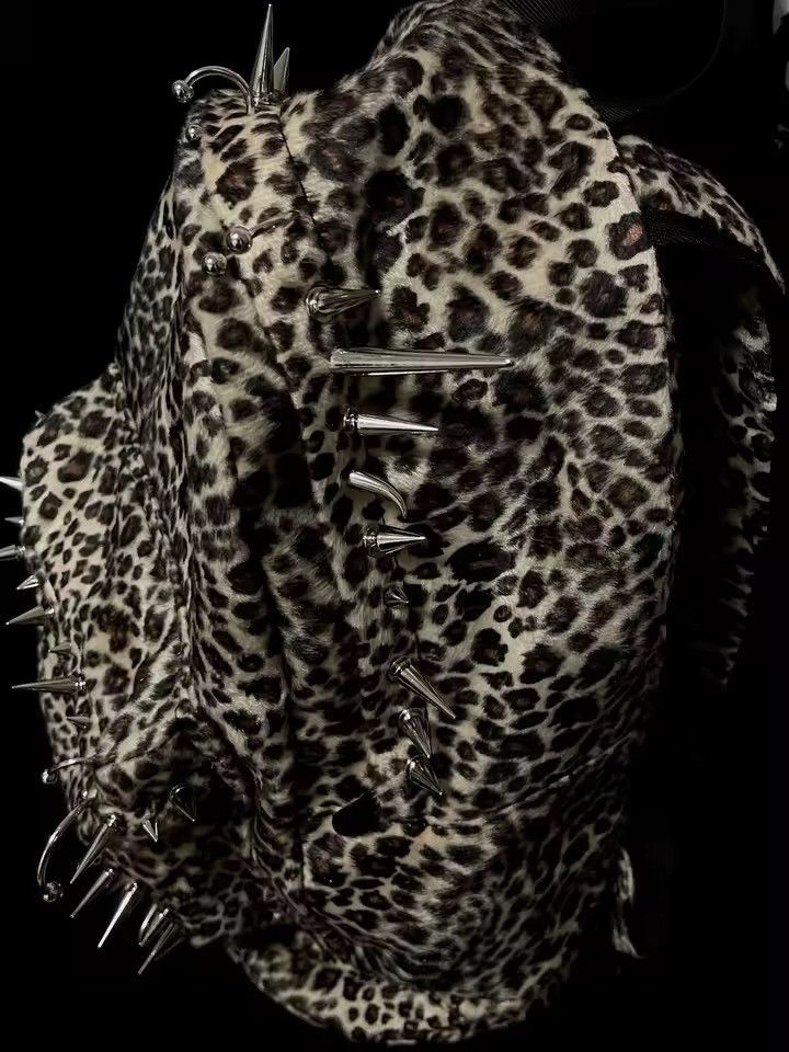Japanese Brand Leopard Punk Rivet Gothic Backpack Size ONE SIZE - 2 Thumbnail