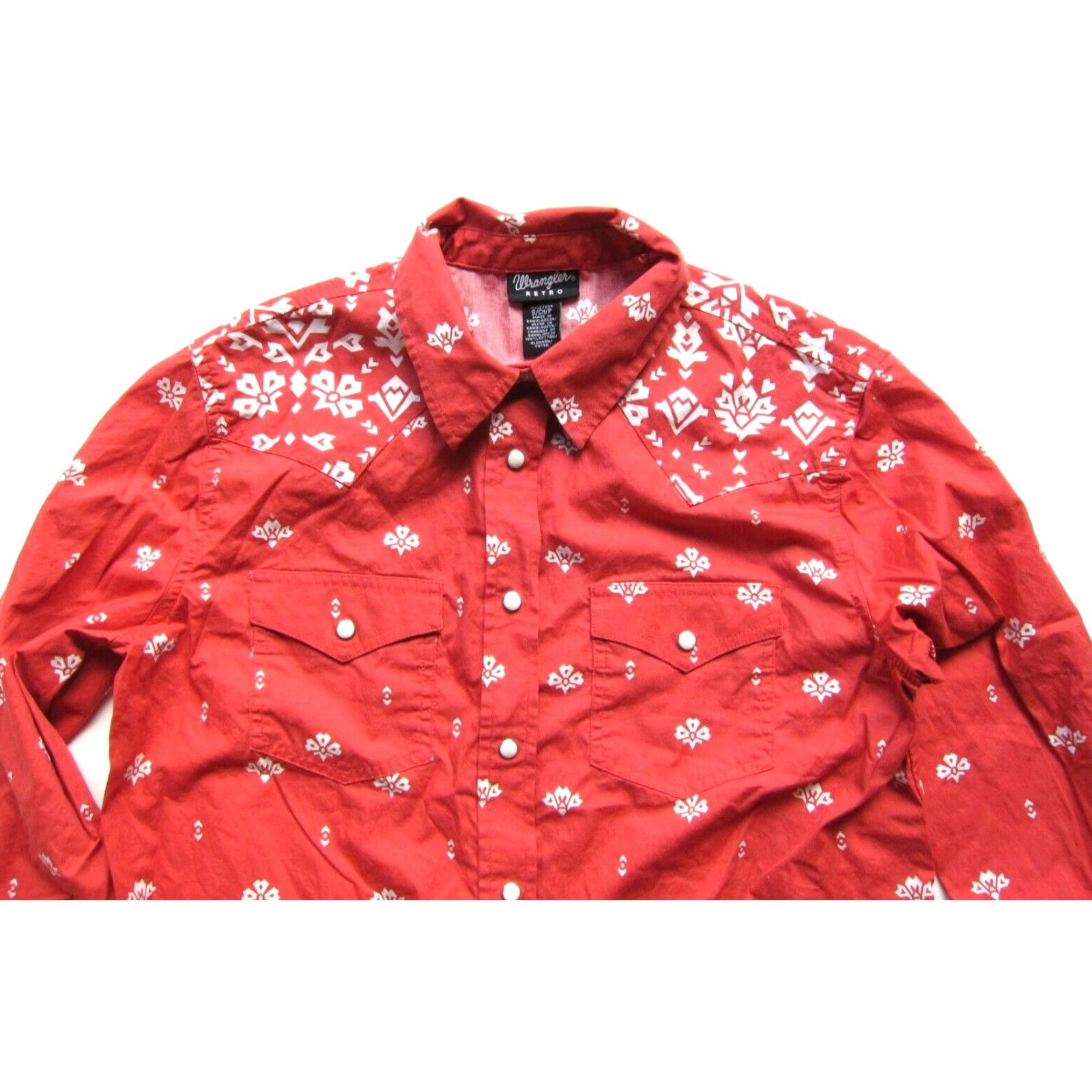 Wrangler Wrangler Shirt Western Floral Coral Red White Snap Button Long Sleeve S Womens Regular 100% Cotton Size S / US 4 / IT 40 - 3 Thumbnail