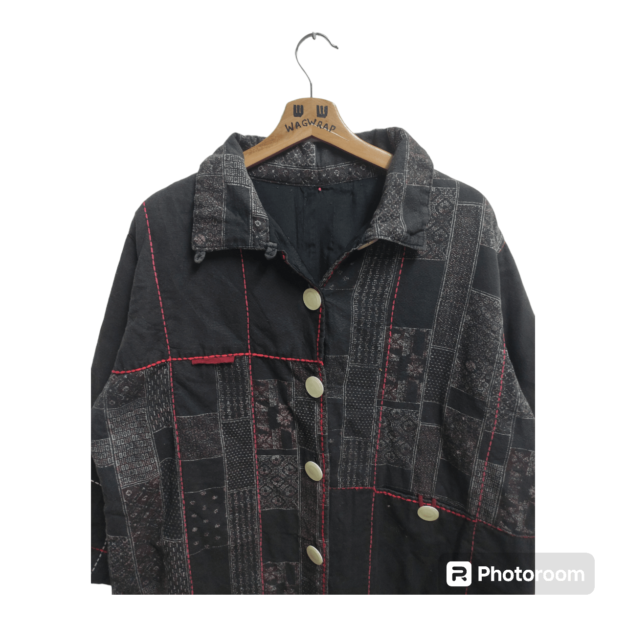 BEL ABIE BIG BUTTON UP PATCHWORK HANDMADE STYLE JACKET