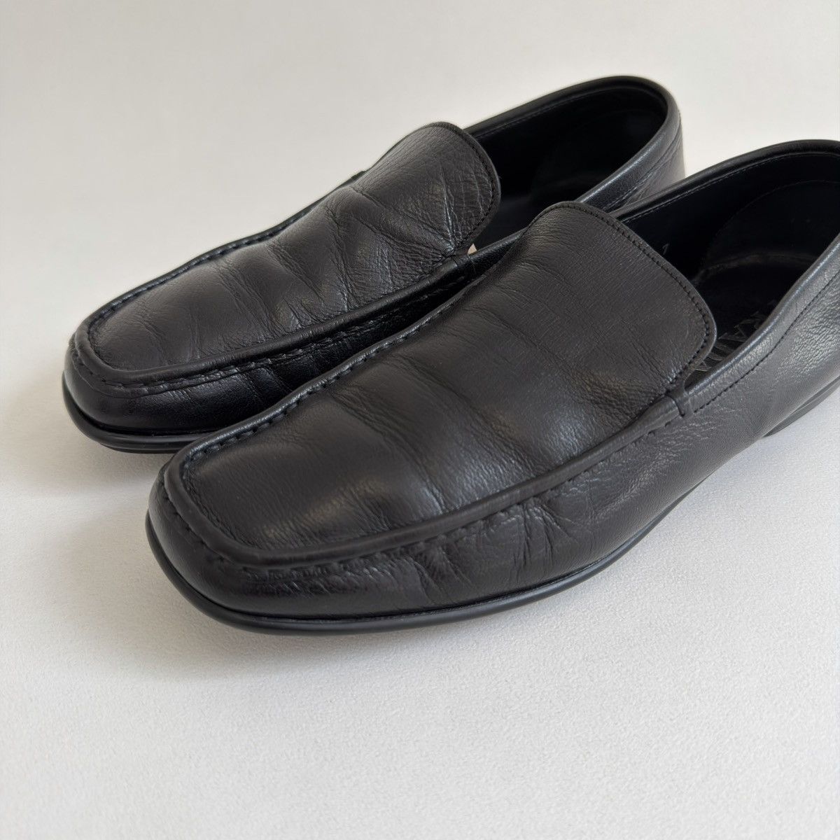 Prada Tumbled Black Leather ‘Low Profile’ Loafers Size US 9 / EU 42 - 10 Thumbnail