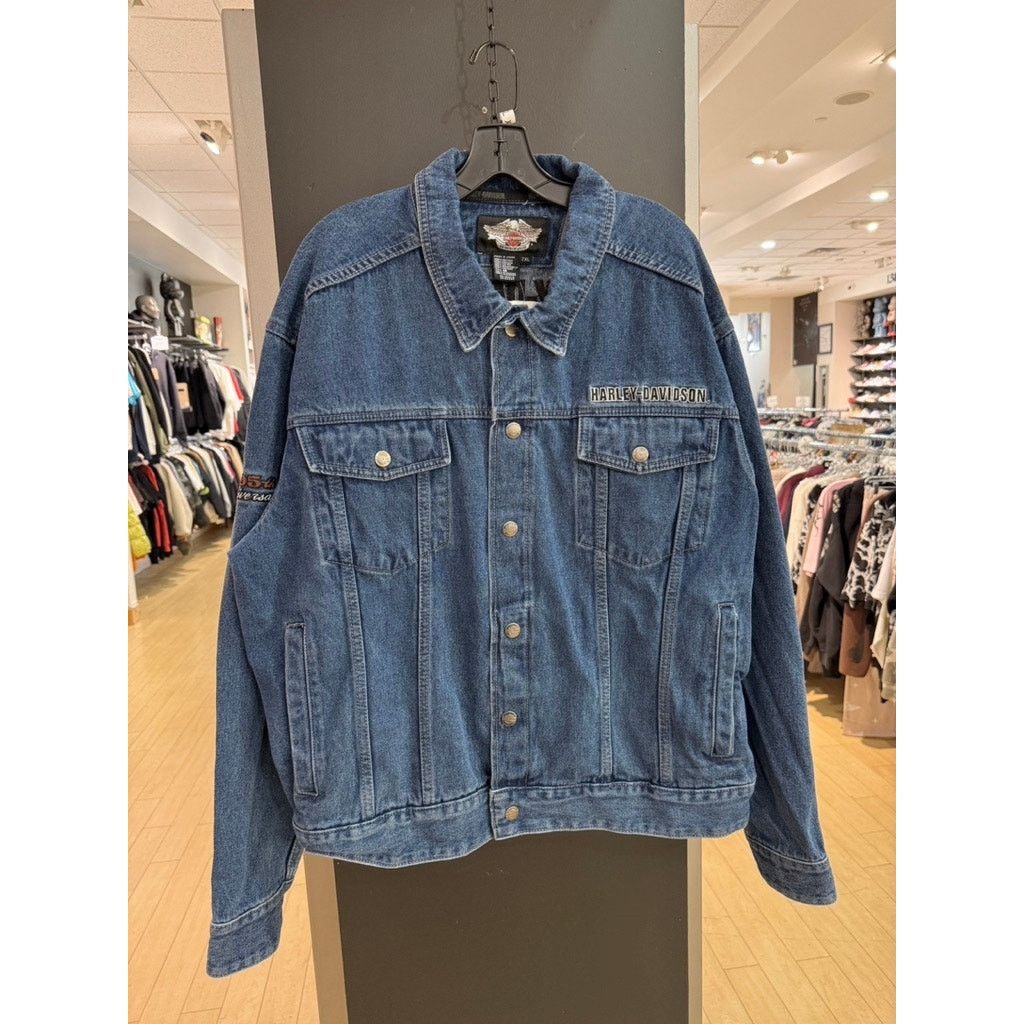 Harley Davidson × Vintage 2008 Harley Davidson 105 Years Vintage Denim Trucker Jacket Size US XXL / EU 58 / 5 - 5 Thumbnail