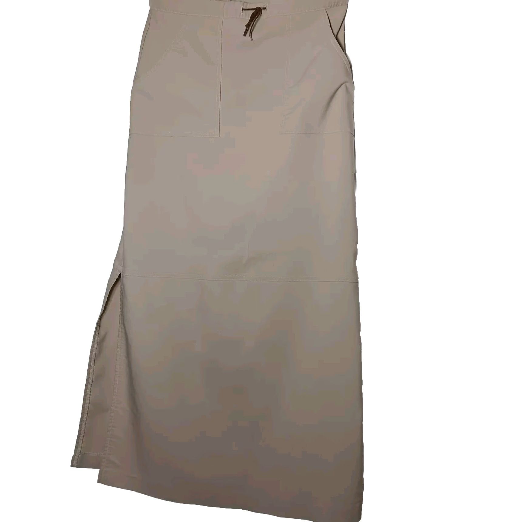 Vintage VINTAGE First Option Skirt Long A-Line 8 Women Brown Beige Stretch Polyester Rayon Spandex Minimalist Natural Slim Size 30" / US 8 / IT 44 - 2 Thumbnail