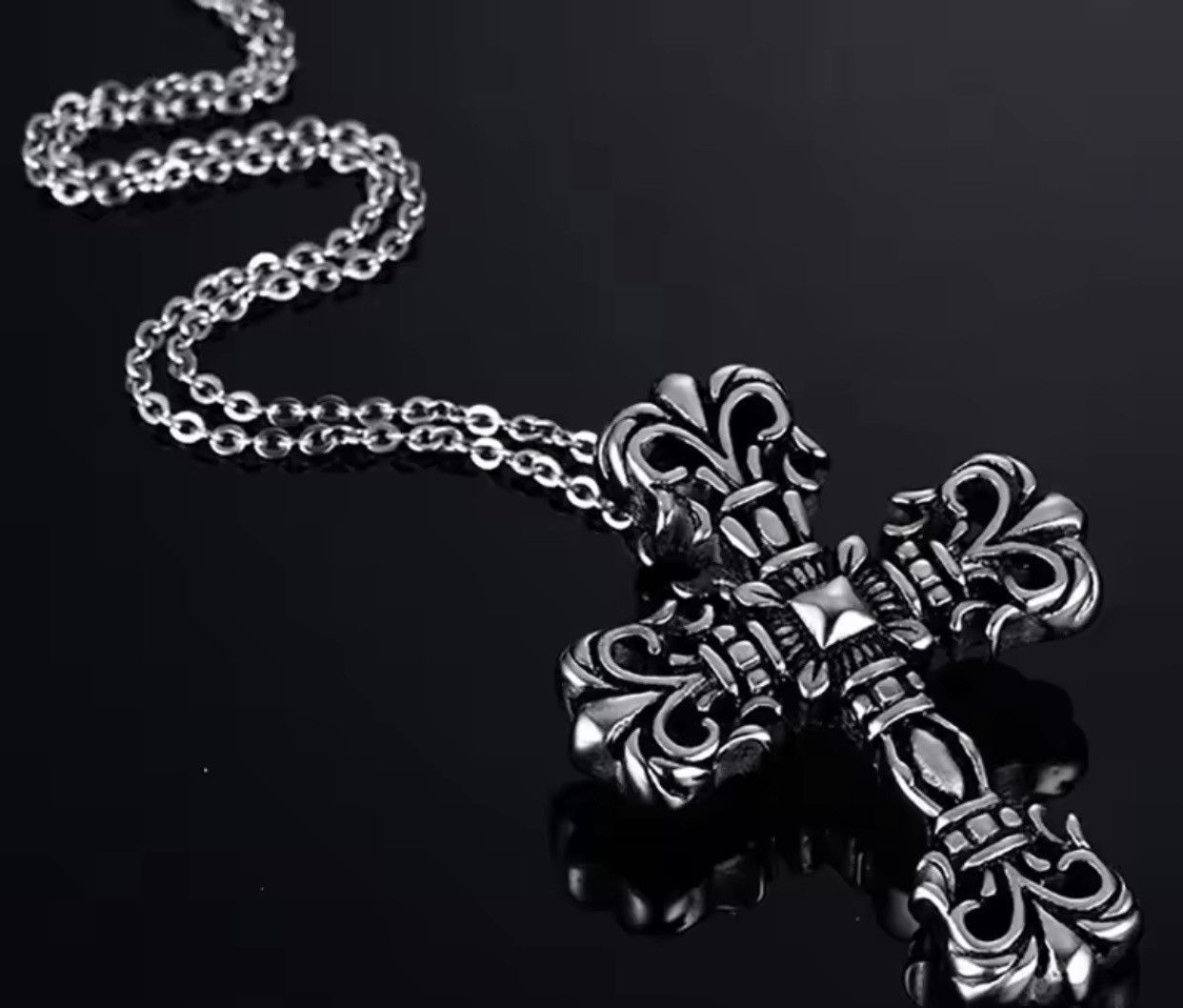 Jewelry Titanium Steel Cross Death Coffin Pendant Necklace Size ONE SIZE - 5 Thumbnail
