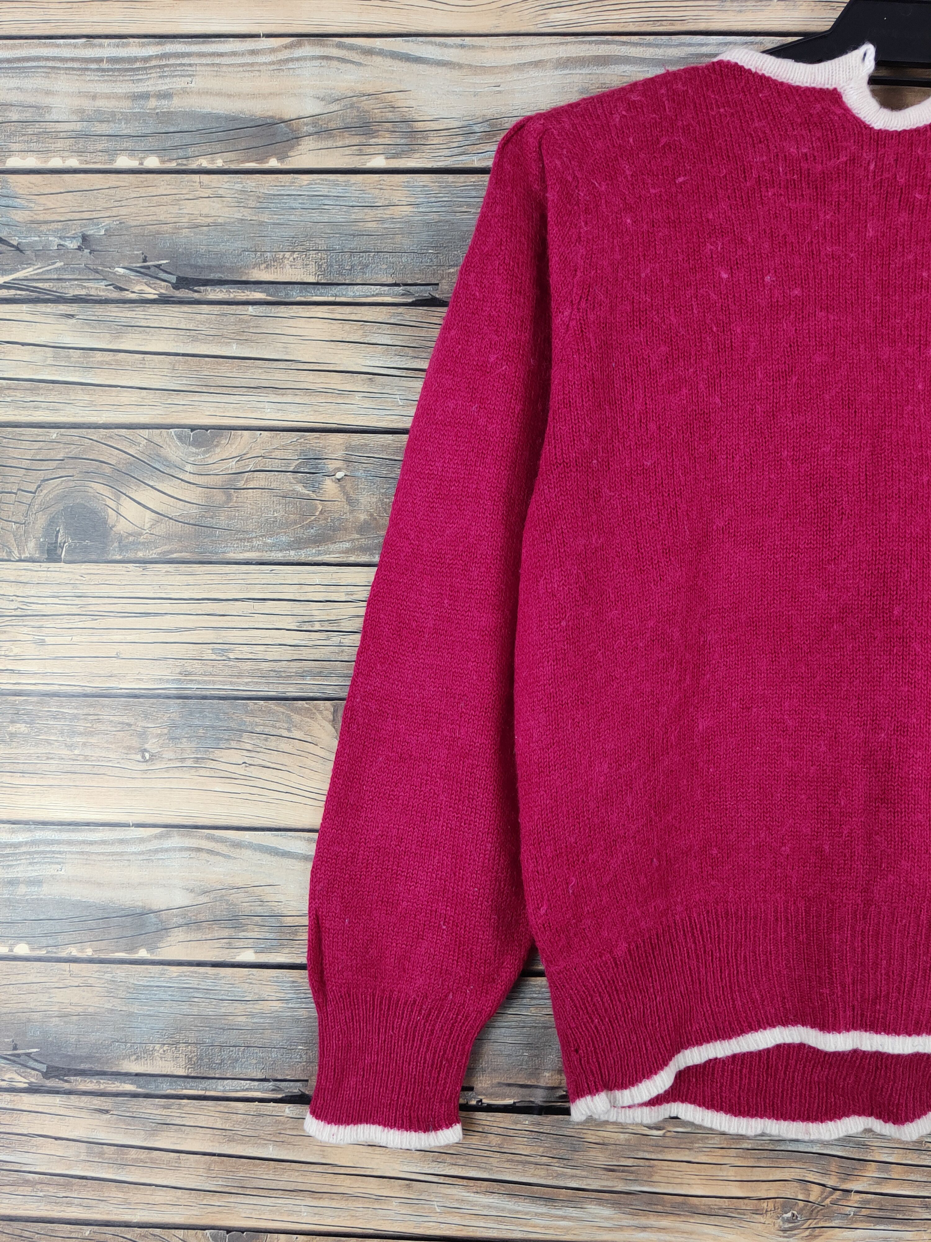 Homespun Knitwear × Japanese Brand × Vintage Art Galde Red Knitwear Sweatshirts #W1005 Size S / US 4 / IT 40 - 9 Thumbnail