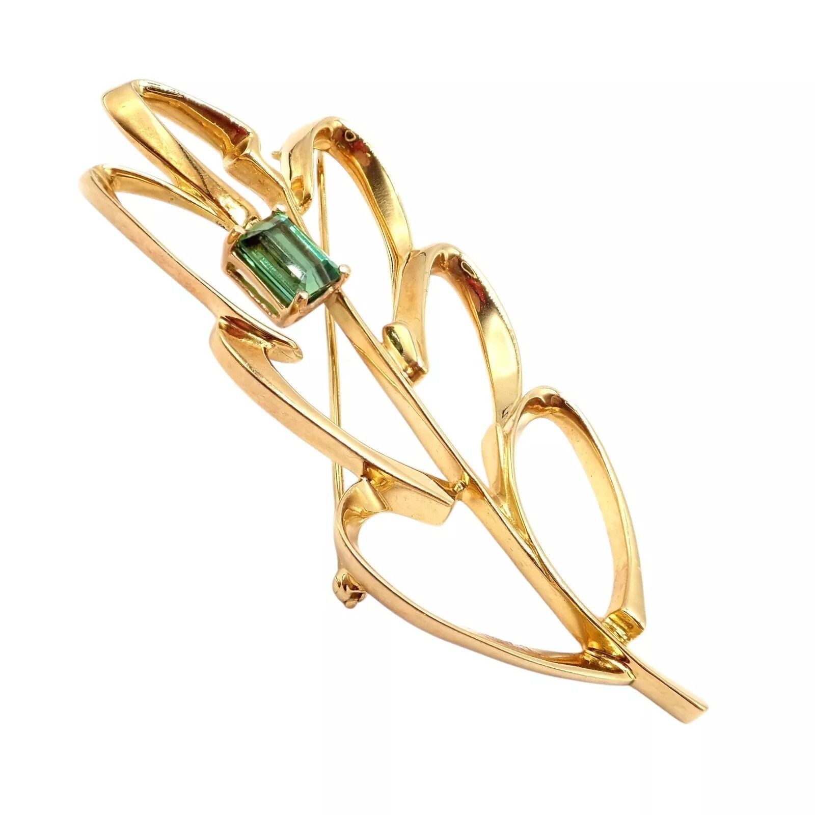 Tiffany & Co. Tiffany & Co 18k Yellow Gold Green Tourmaline Leaf Brooch Size ONE SIZE - 9 Thumbnail