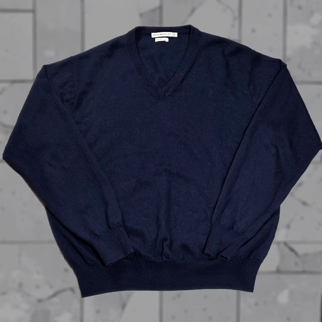 Peter Millar Peter Millar Crown Soft V-Neck Sweater Long Sleeve Mens XL Blue Merino Wool Size US XL / EU 56 / 4 - 1 Thumbnail