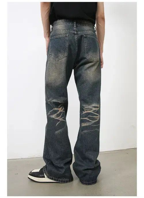 Jean American high street retro distressed loose flared jeans Size US 32 / EU 48 - 8 Thumbnail