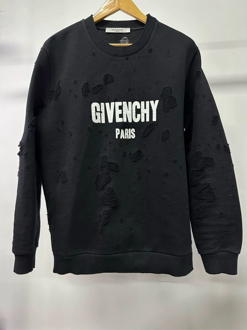 Givenchy Givenchy Classic Burnt-Out Destructive Logo Hoodie Size US M / EU 48-50 / 2 - 1 Thumbnail