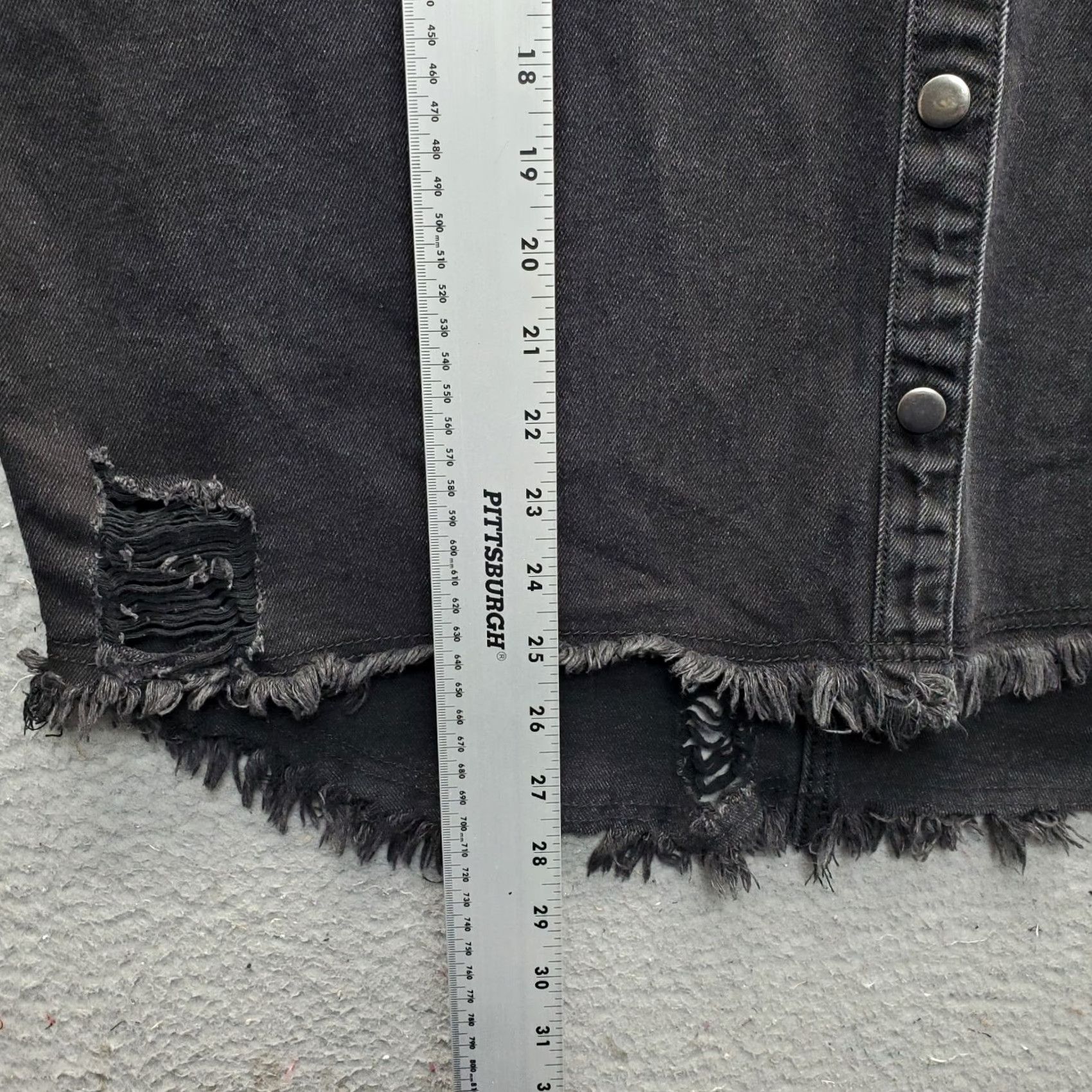 Nasty Gal Nasty Gal Grunge Distressed Shirt Shacket Womens S Black Denim Front Snap Shirt Shacket Size S Womens Size S / US 4 / IT 40 - 3 Thumbnail