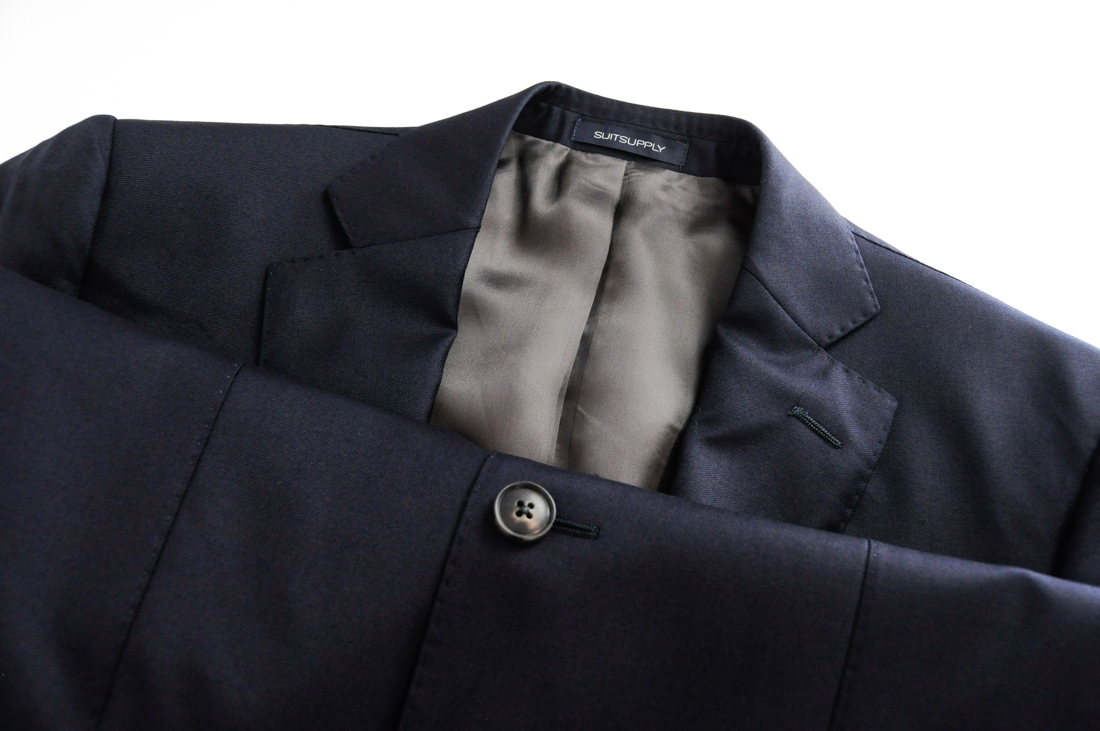 NAPOLI UK34R Wool Navy Lined Blazer 56215
