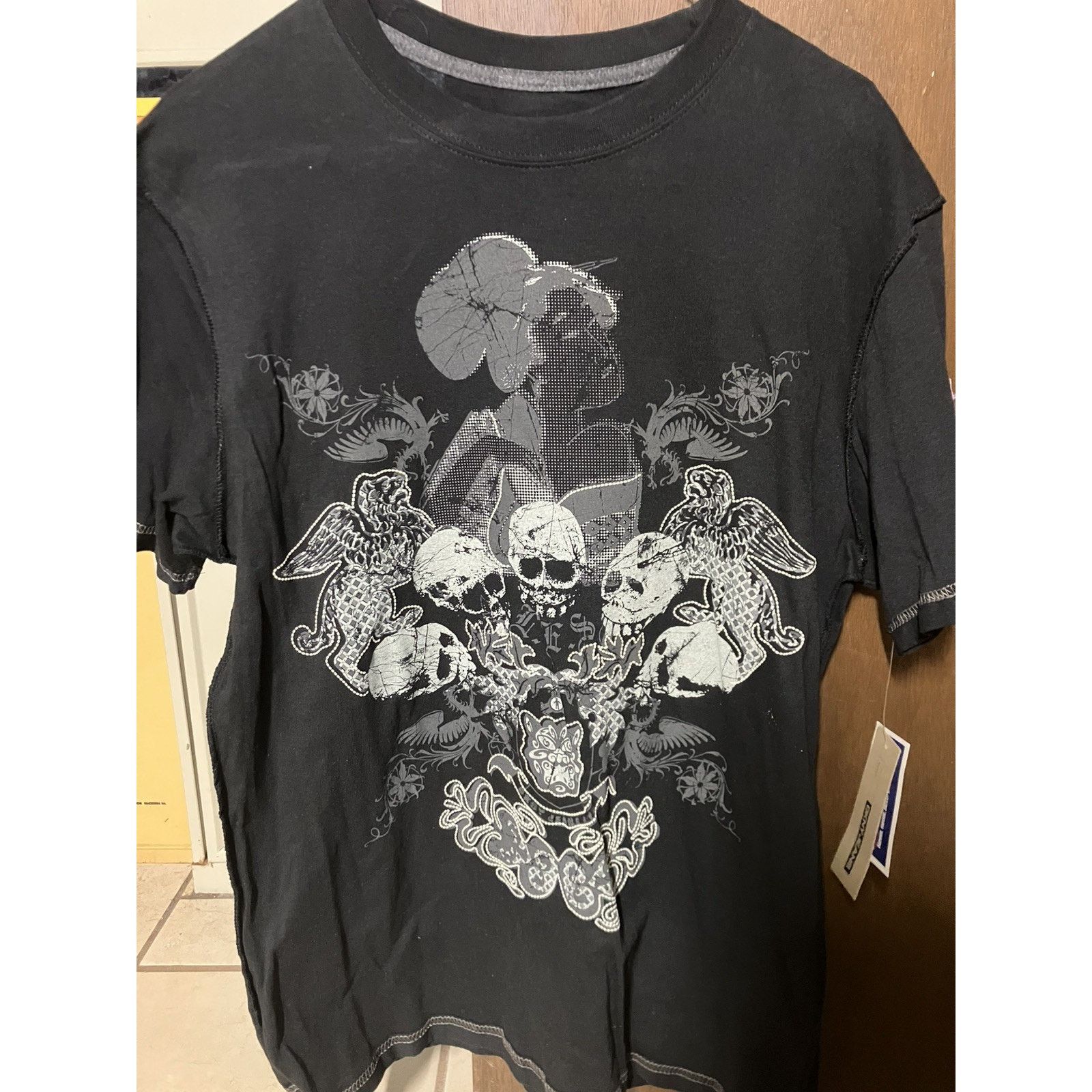 DKNY Vtg DKNY Jeans Geisha Skull Graphic Tee - M - Y2K Grunge Size US M / EU 48-50 / 2 - 1 Thumbnail