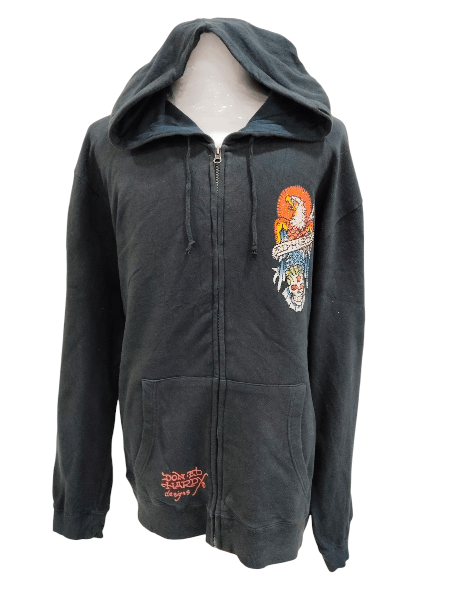 Ed Hardy × Japanese Brand Vintage Ed Hardy Spell Out Logo Zipper Hoodie Sweater Size US XXL / EU 58 / 5 - 1 Thumbnail