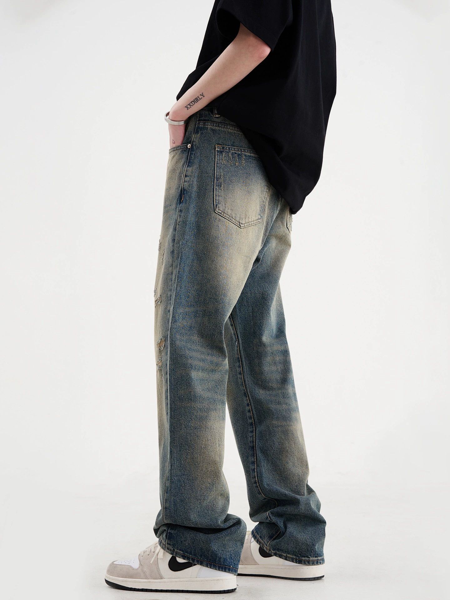 Jean Men's American distressed straight washed ripped jeans Size US 32 / EU 48 - 4 Thumbnail