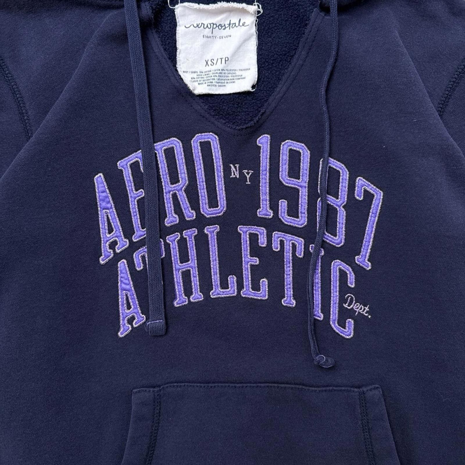 Aeropostale Y2K Aeropostale 00s Navy Hoodie Jacket Size XS / US 0-2 / IT 36-38 - 7 Thumbnail