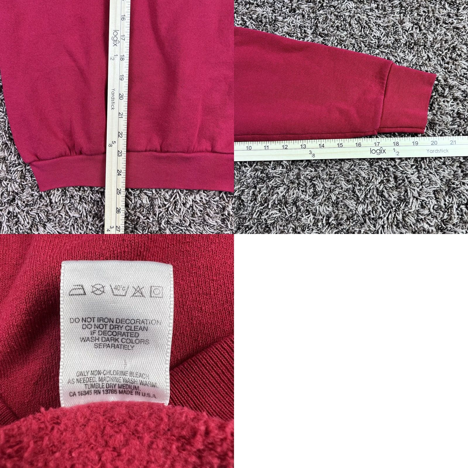 Fruit Of The Loom VINTAGE Fruit of the Loom Sweatshirt Dark Pink Crewneck 50/50 Large Unisex Adults 90s Vintage Mens Womens Size US L / EU 52-54 / 3 - 8 Thumbnail