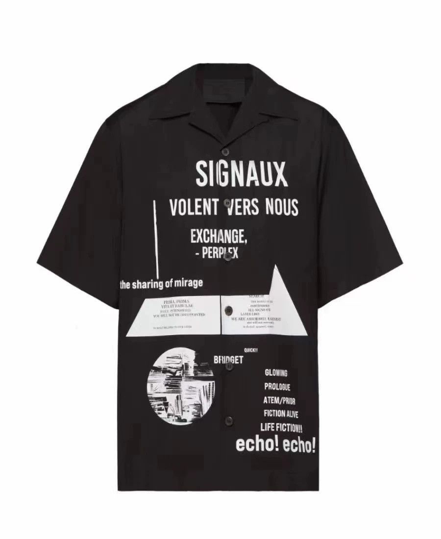 Prada Black Short Sleeve Graphic Print Shirt Size US M / EU 48-50 / 2 - 1 Preview