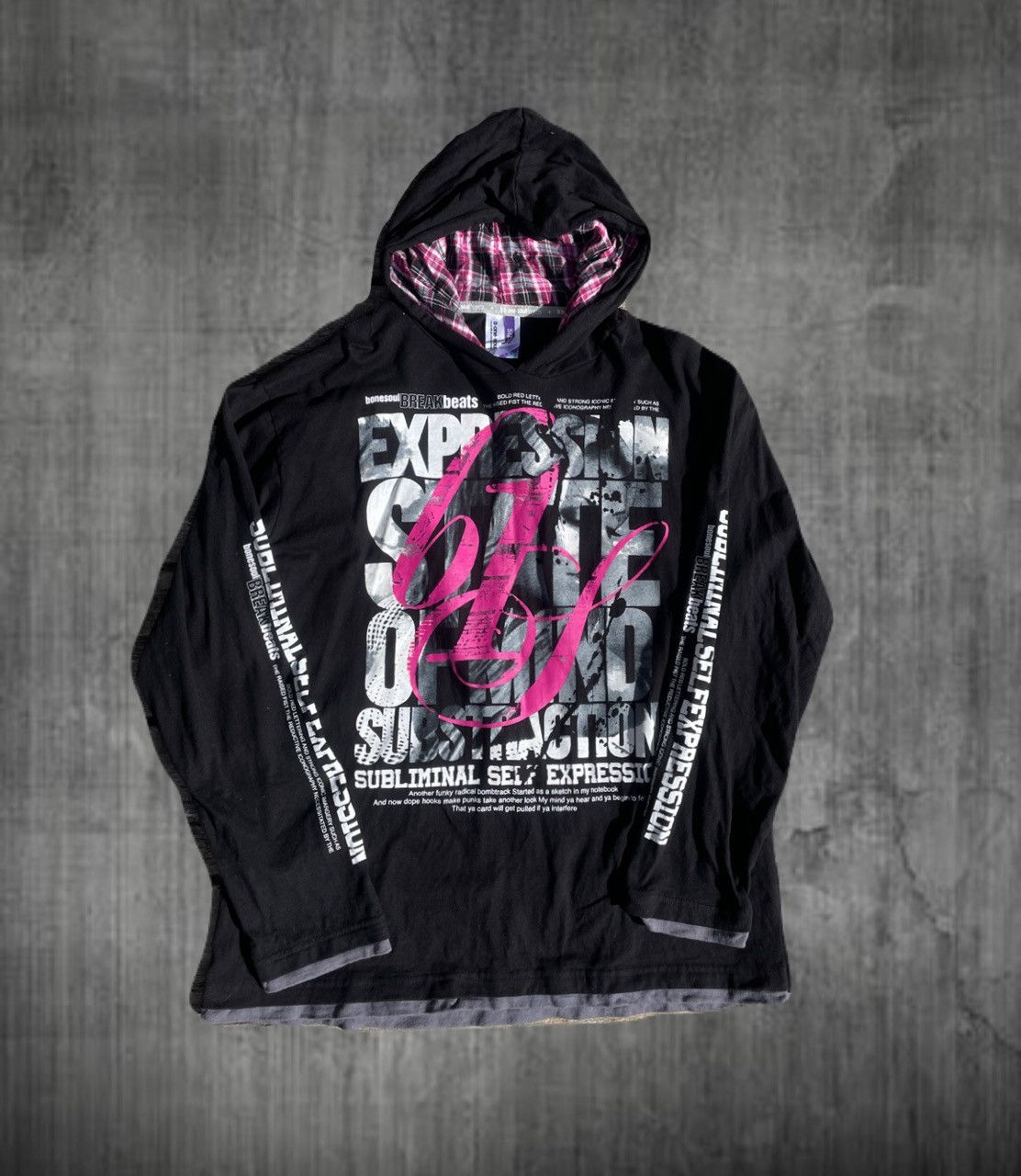 If Six Was Nine 2000s Japanese archive Vkei Layered Poem Lightwight Hoodie Size US M / EU 48-50 / 2 - 1 Thumbnail