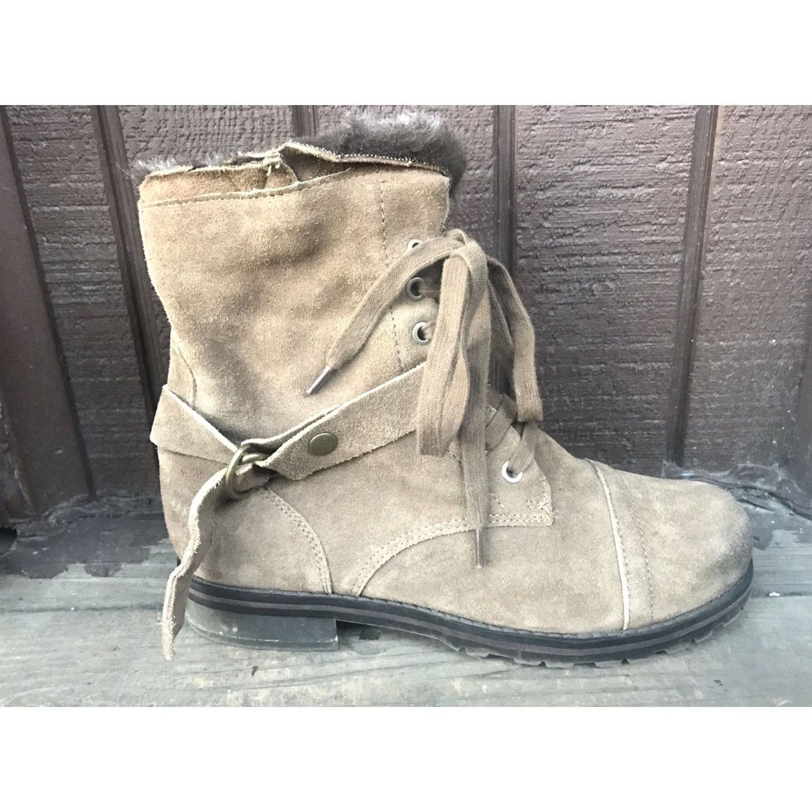 Vintage Kelsi Dagger GRITINA Women 9M Brown Leather Sidezip Bucklestrap Midcalf Boots Size US 9 / IT 39 - 5 Thumbnail