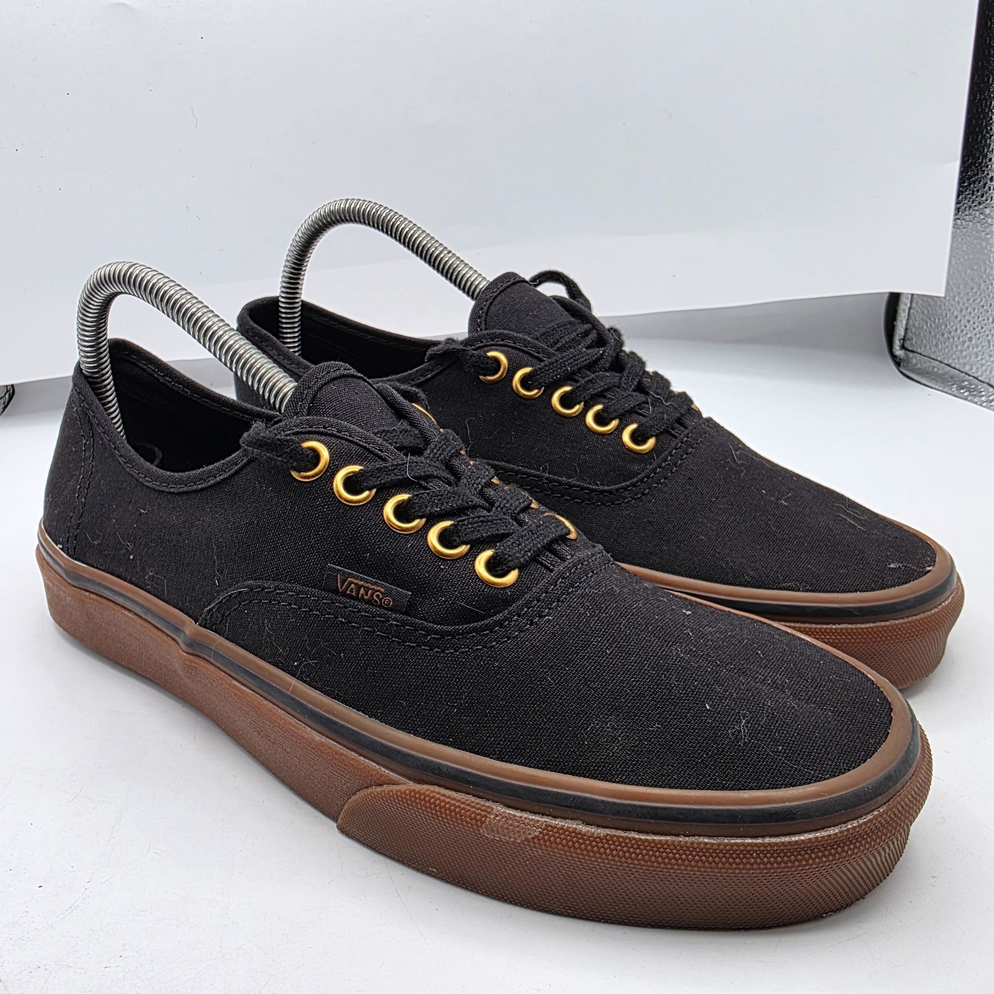 Vans Vans Authentic Black Gum Sole Womens Size 9.5 Black Gold Sho Size US 9.5 / IT 39.5 - 1 Thumbnail