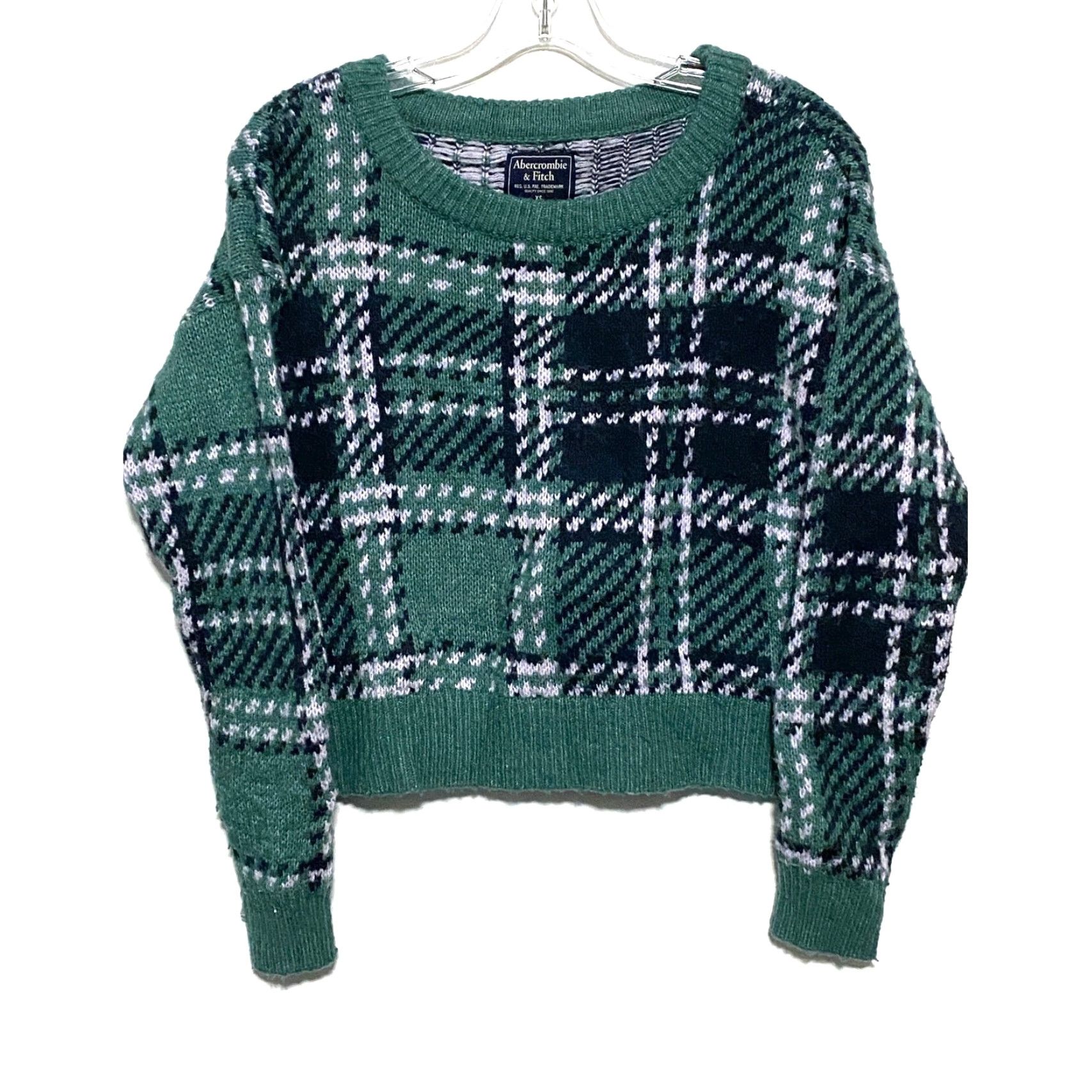 Abercrombie & Fitch Abercrombie & Fitch Plaid Cropped Sweater Women XS Green Blue Preppy Y2K Comfort Pullover Wool Nylon Acrylic Casual Workwear Size XS / US 0-2 / IT 36-38 - 2 Thumbnail