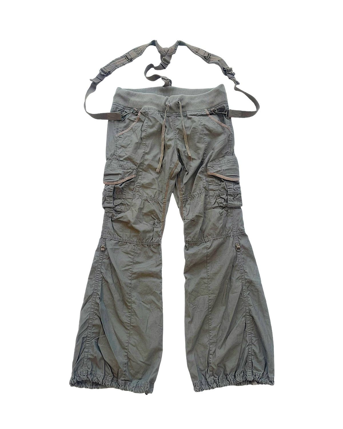 image of If Six Was Nine x Le Grande Bleu L G B Goa Suspender Mil Equipment Suede Trim Cargo Flare Pants in 