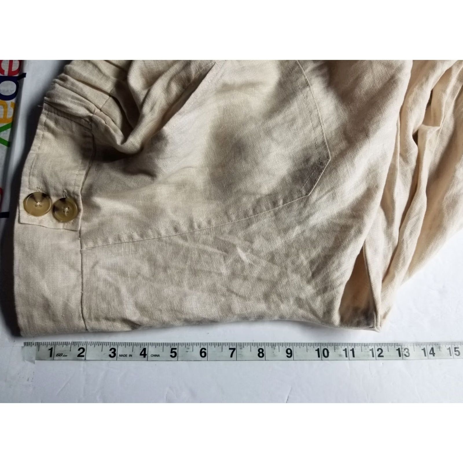 Vintage Calligraphie Linen Wide-Leg Pants Size Medium Women Tan Ankle Casual Regular Knit Vintage No Size 32" / US 10 / IT 46 - 4 Thumbnail
