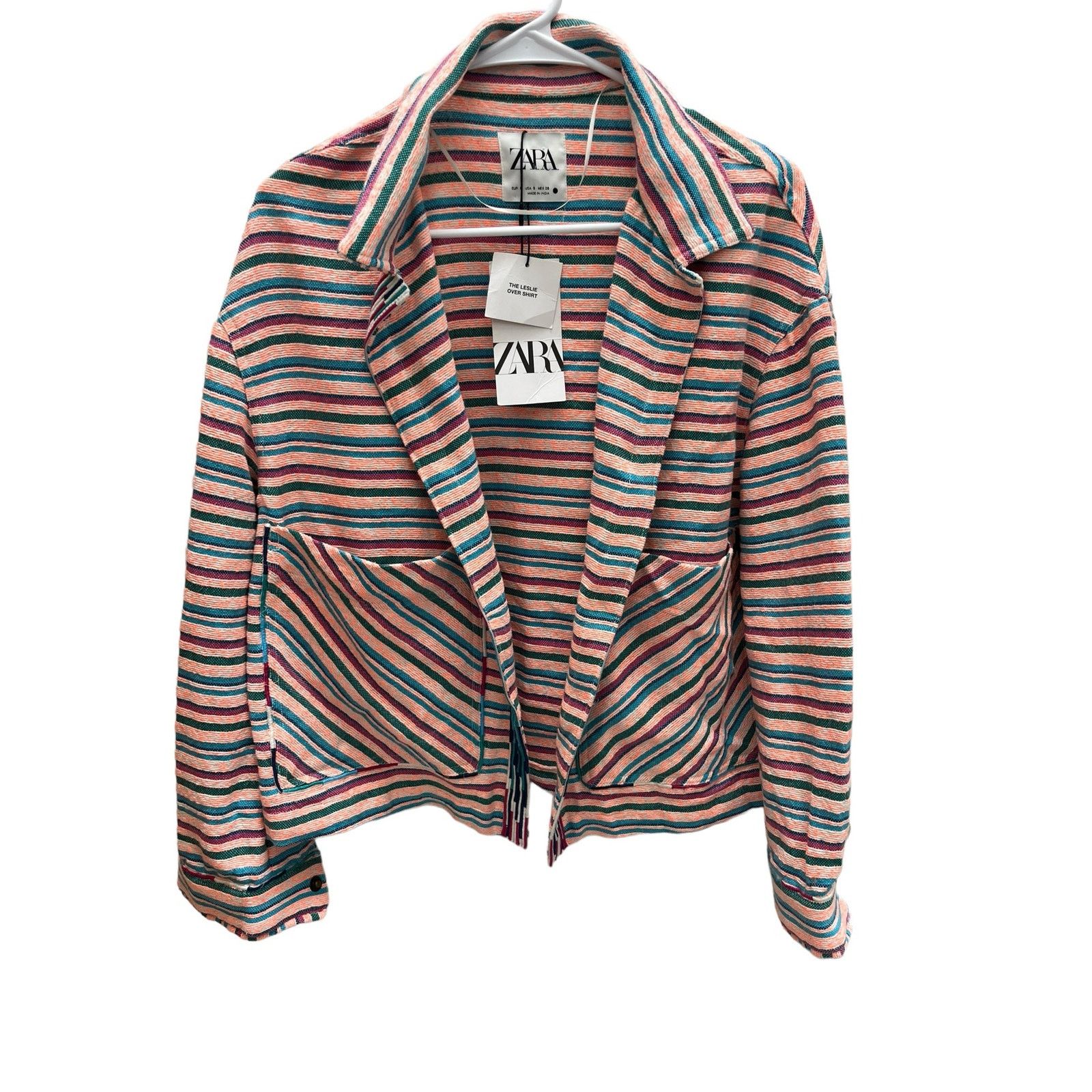 Zara Zara Striped Button Down Overshirt Jacket Women’s Small Size S / US 4 / IT 40 - 1 Thumbnail