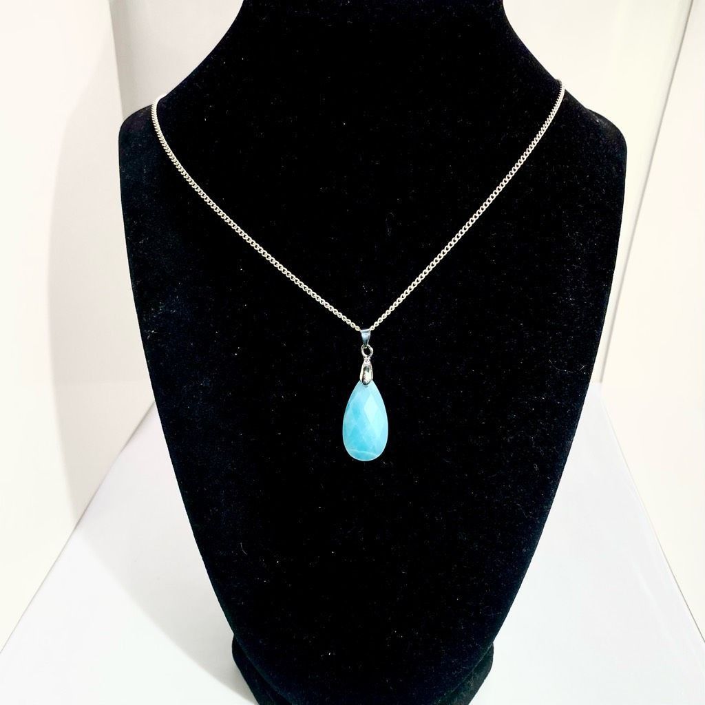 AUN Sterling 925 Silver & Amazonite Necklace