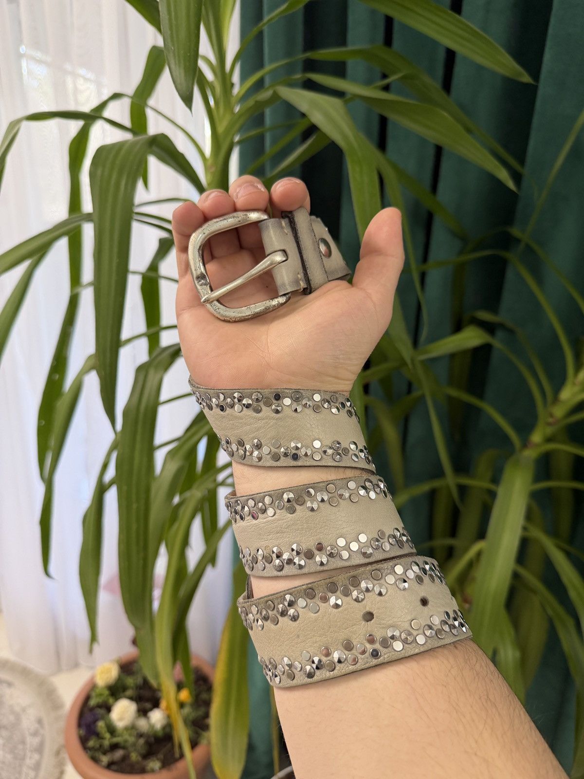 Number (N)ine Skull Rhinestone Studded Bling Y2K Belt 100cm Size ONE SIZE - 1 Thumbnail