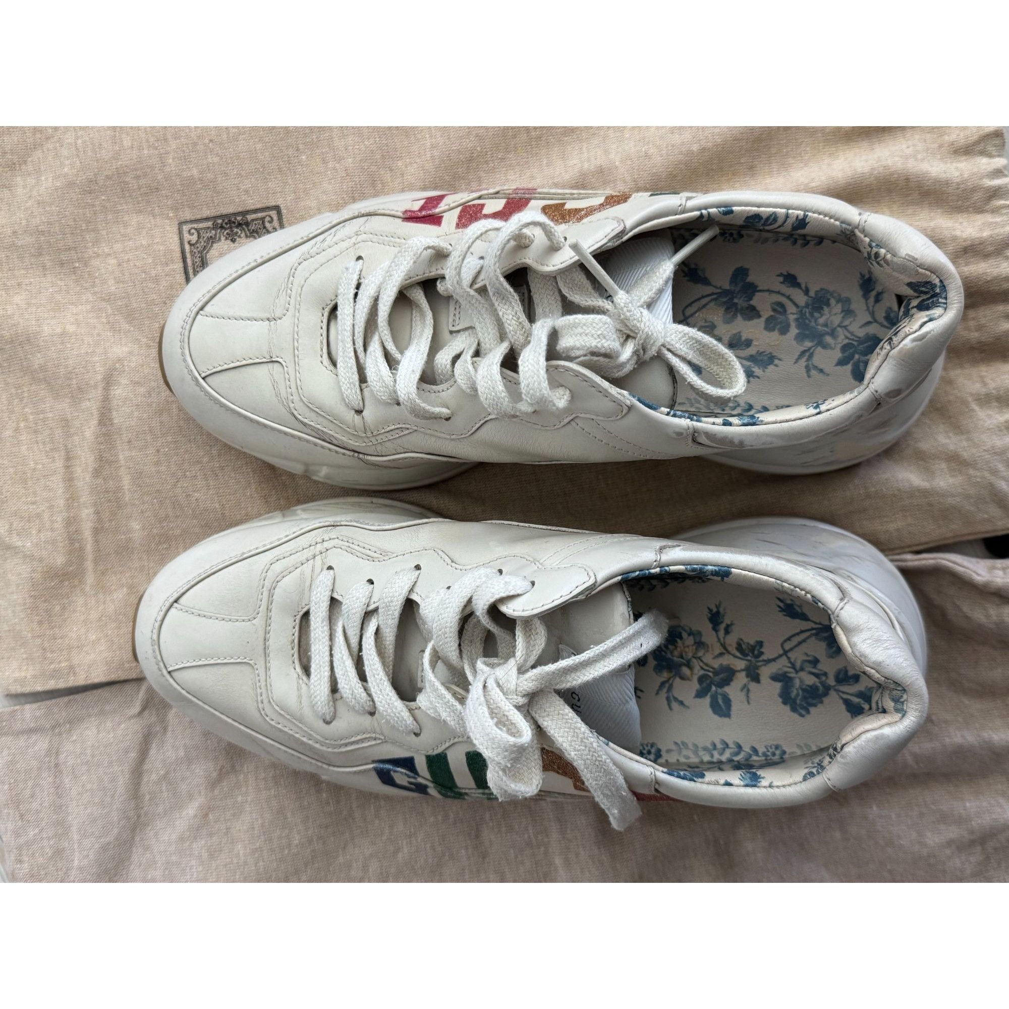 Gucci Gucci Rhyton Multicolor Logo Womens Sneakers Size 38 Cream W Size US 7 / IT 37 - 4 Thumbnail