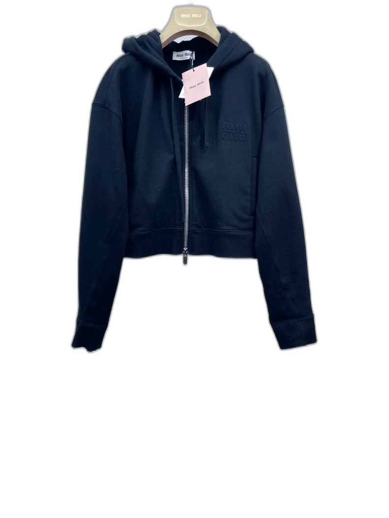 Prada Miu Miu Black Hooded Zip Sweatshirt Size US XS / EU 42 / 0 - 1 Thumbnail