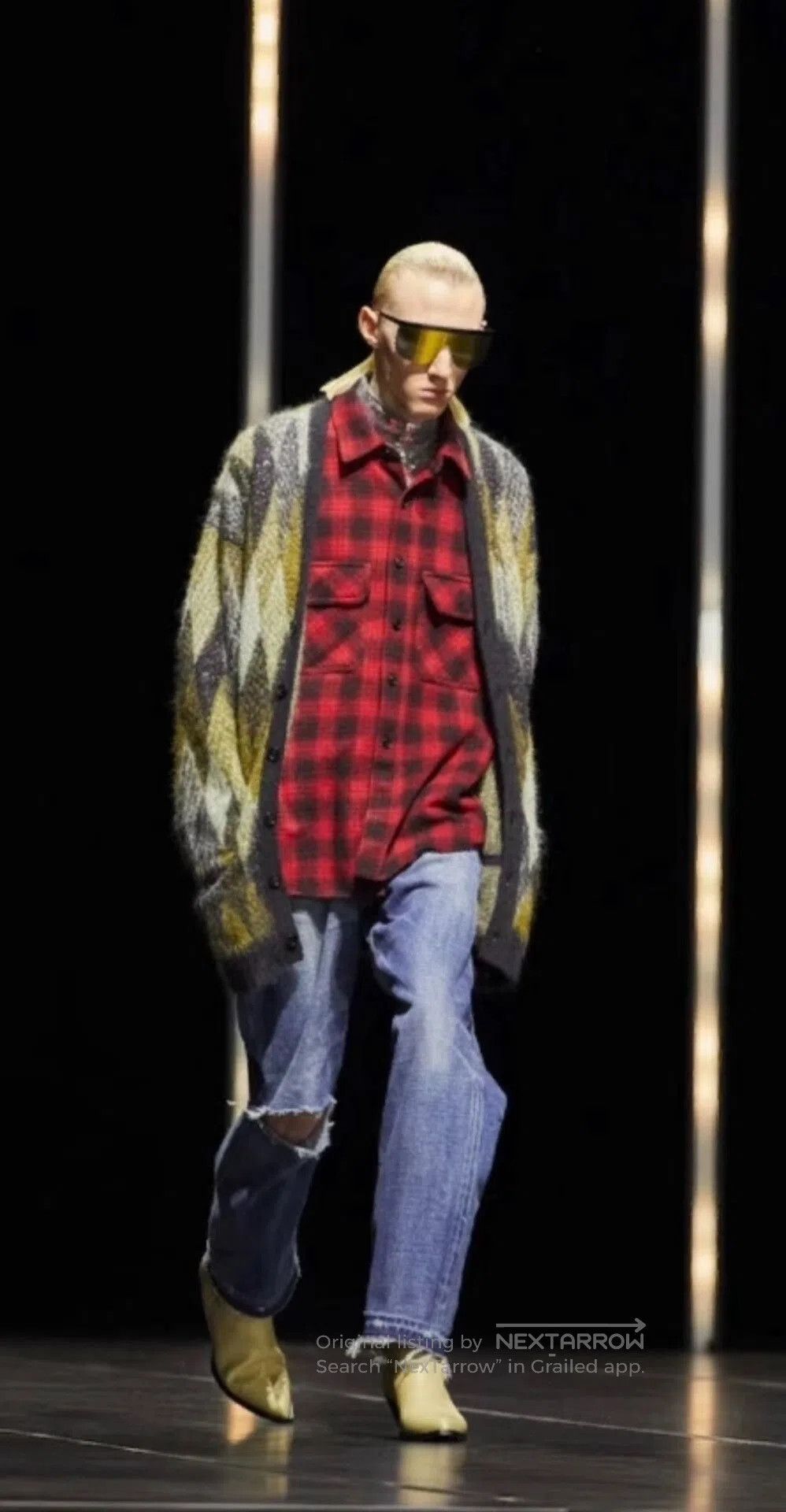 Hedi Slimane Celine FW22 Sequin Mohair Long Cardigan. Size XXL / US 16-18 / IT 52-54 - 5 Thumbnail