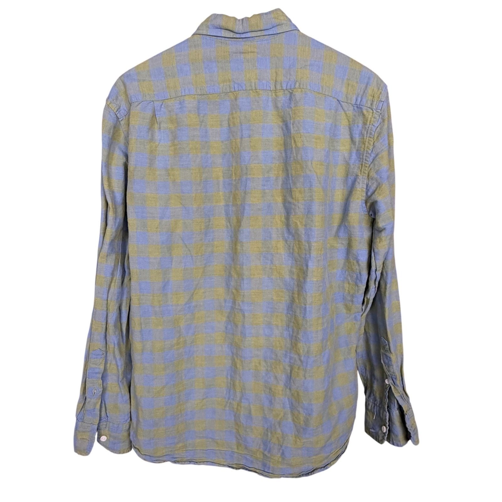 J.Crew J.Crew Men Medium Linen Blend Green Check Baird McNutt Shirt Size US M / EU 48-50 / 2 - 2 Thumbnail