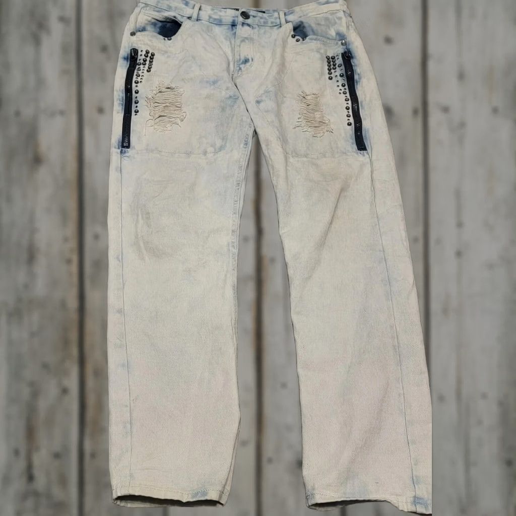 Vintage Demolition Jeans Distressed Blue Art to Wear 38x30 Denim Cotton Logo Men Straight Regular Size 38 30in Blue Size US 38 / EU 54 - 1 Thumbnail
