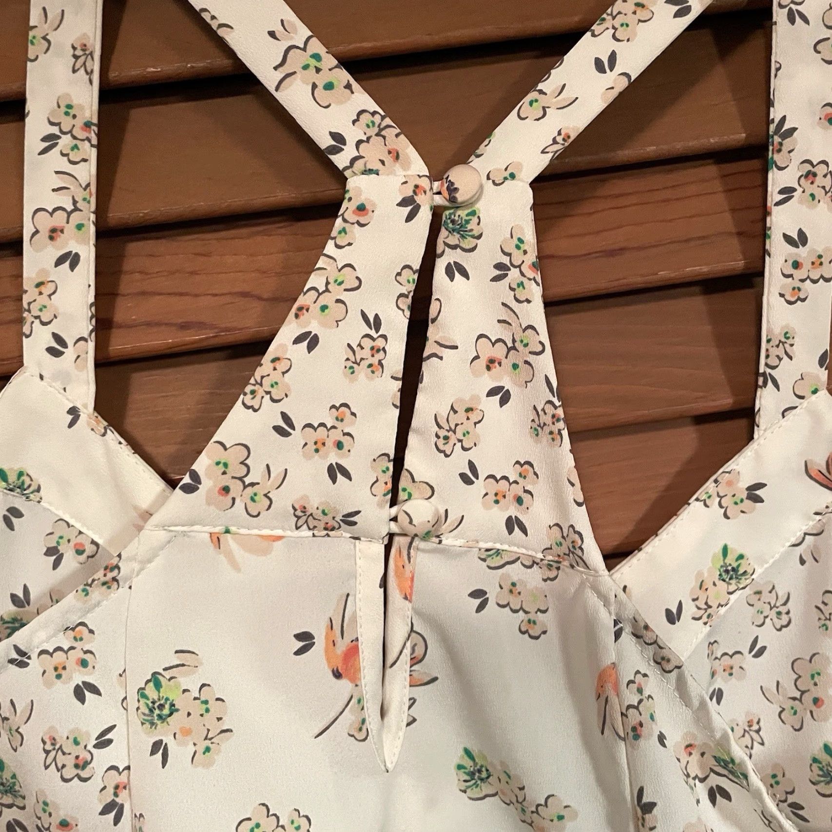 Vintage LC Lauren Conrad Top Women’s XS Ivory green peach Sleeveless Halter Floral Tank Size XS / US 0-2 / IT 36-38 - 4 Thumbnail