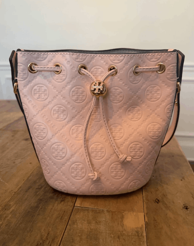 Tory Burch TORY BURCH Mini T Monogram Leather Bucket Bag Pink Women's Size ONE SIZE - 1 Thumbnail