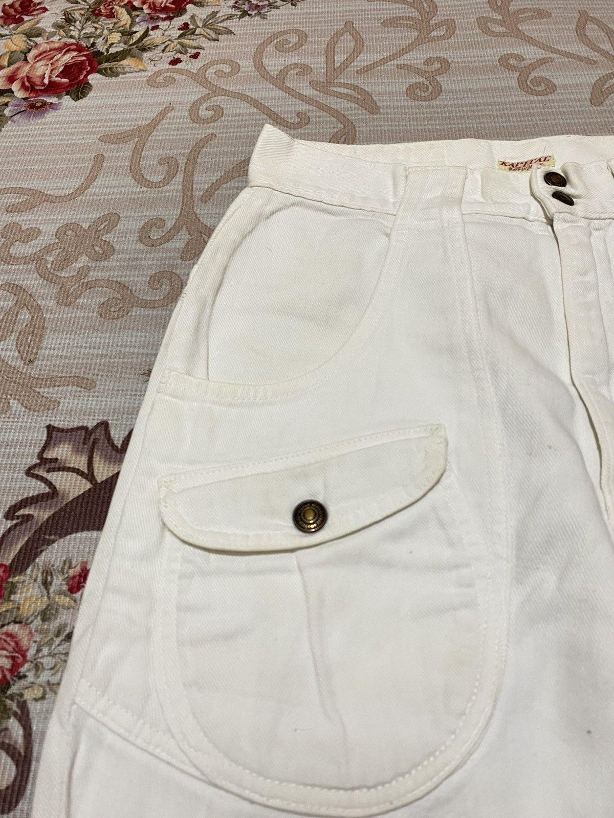 Kapital Kapital Monkey Walt Buckle Back White Pants Size US 27 - 4 Thumbnail