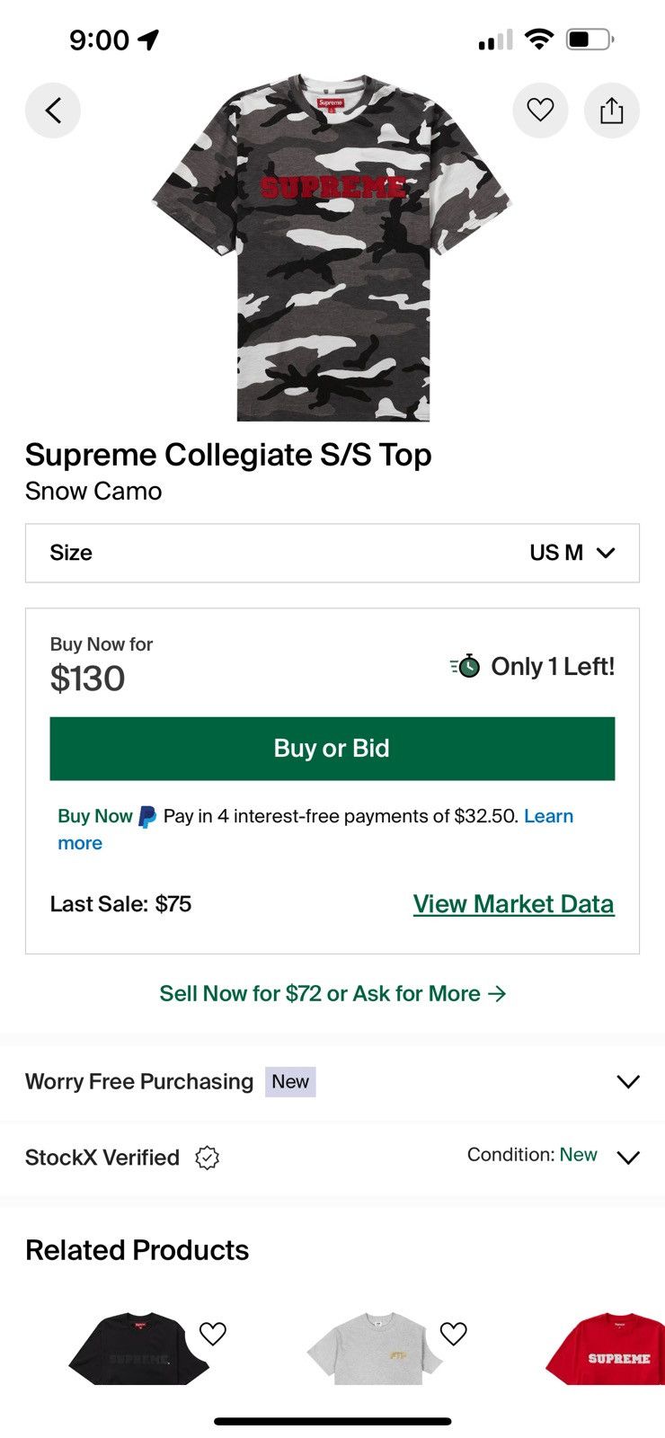Supreme Supreme Snow Camo embroidered T-shirt Size US M / EU 48-50 / 2 - 4 Thumbnail