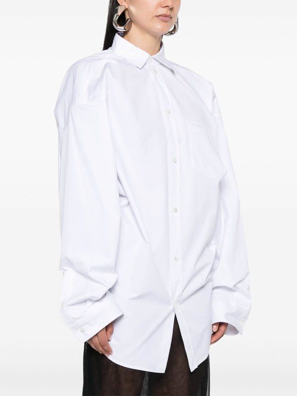 Balenciaga o1bcso1str0326 Asymmetric Shirt Large Fit in White Size M / US 6-8 / IT 42-44 - 3 Thumbnail