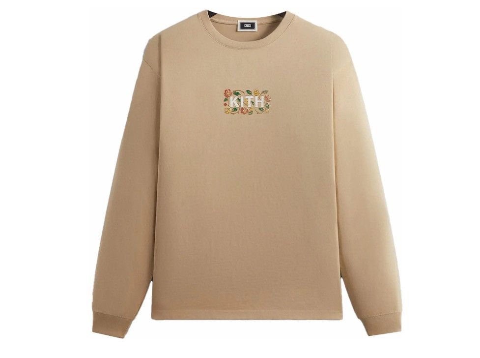 Image of Kith Floral Classic Long Sleeve in Beige, Men's (Size 2XL)